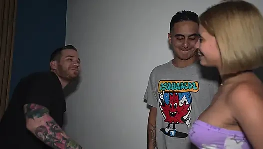 Petite colombian destroyed by two big dicks! DP