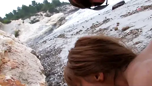 Breathless slut comes at the beach to looking for a big cock