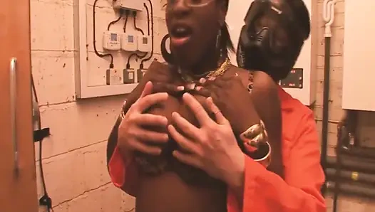 MILFs Are Hot Curvy Black Woman with Huge Tits Gets a DP in a Threesome with Friends