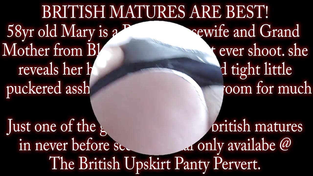 The beautiful British granny lifts her skirt and shows off her hairy vagina and tight, mature ass.
