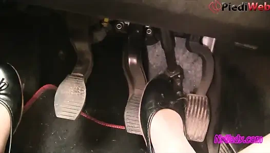 Nyllady's Revving in Black Ballet Flats and Nude Sheer Pantyhose