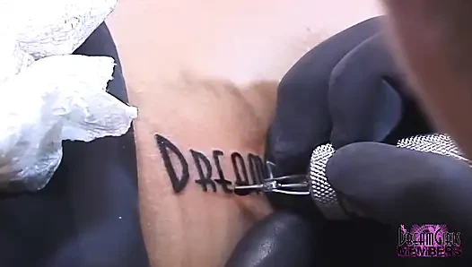 She gets dream girls tattooed on her nice ass