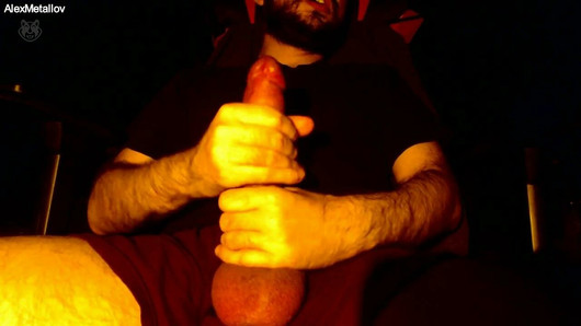 Bearded hairy man with huge cock and balls