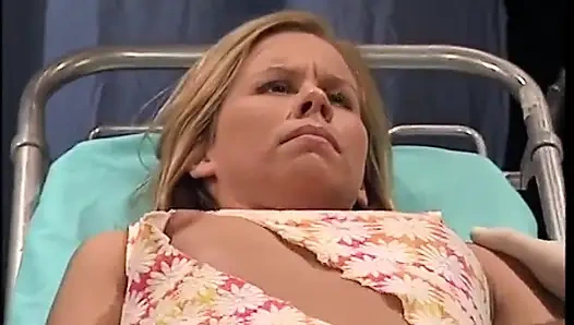 Big dick doctor throat fucks a horny patient while fingering her wet pussy