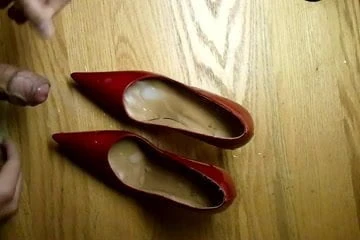 cum on red stuart weitzman pumps using stockings