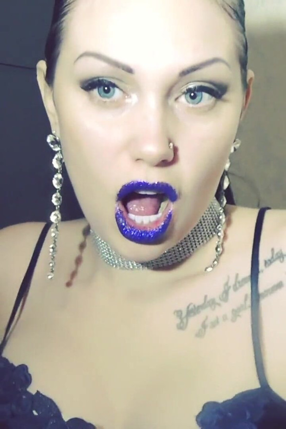 Glamorous blue glittery lips