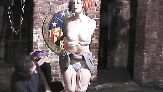 Sexy girl gets tits fondled while bound