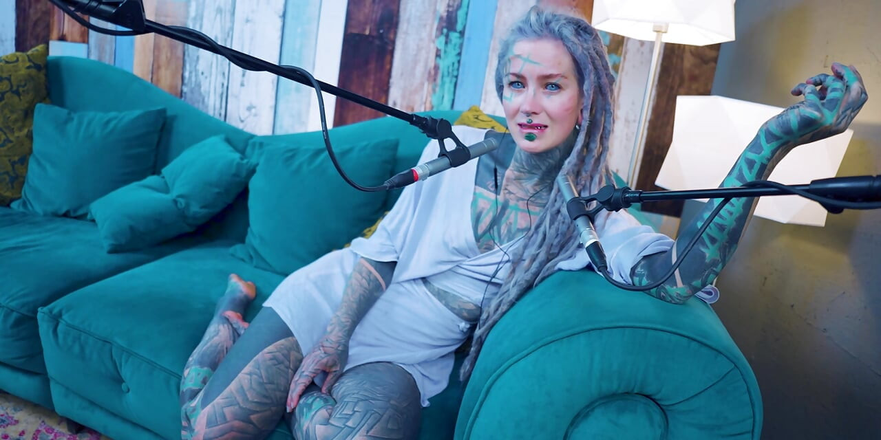 I talk about G - Grattitude- ASMR podcast SFW talking goth skinny girl dreadlocks tattoo model inked girl