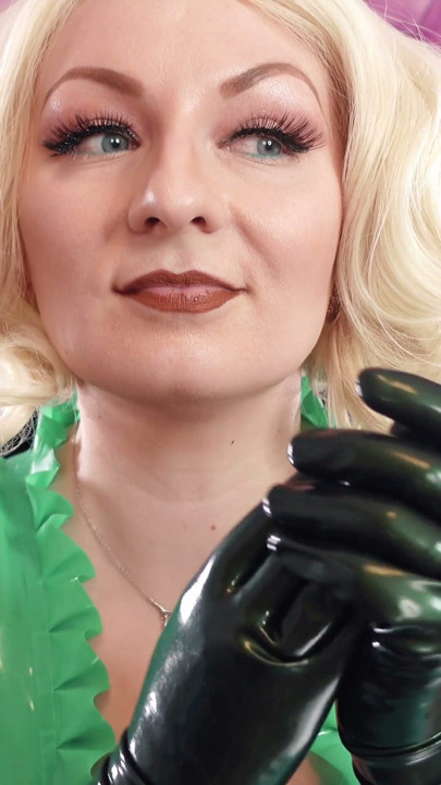 ASMR: my new dark green metallic opera long latex gloves - sexy rubber tease - Arya Grander | Clip 3