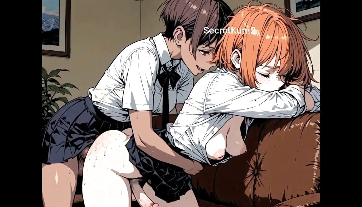 Risky Couch Sex with Hentai College Futanari Sluts AI GENERATED 3