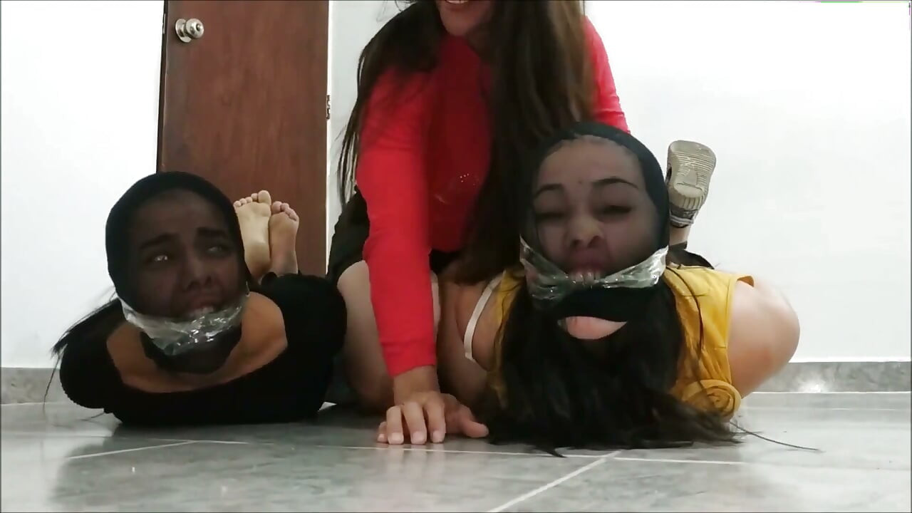 Stepmother and stepdaughters in their very first bondage debut video!