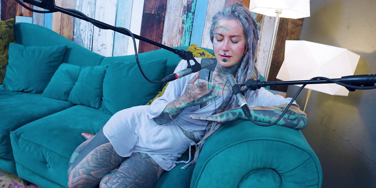 I talk about Z - zeal - ASMR podcast SFW talking goth skinny girl dreadlocks tattoo model inked girl