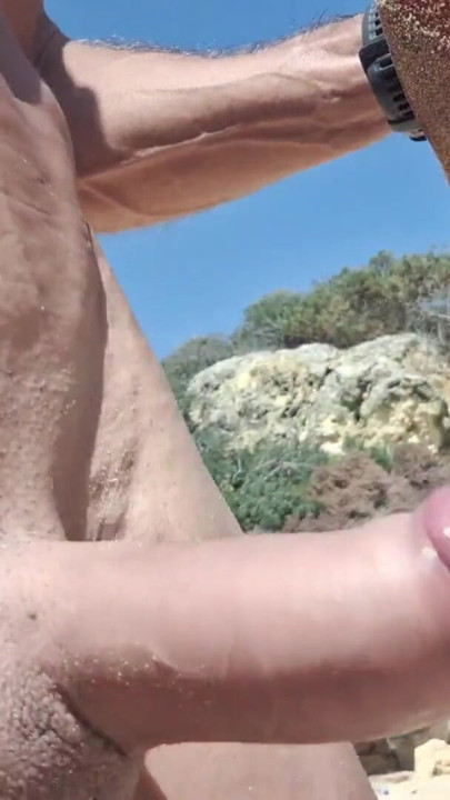 RISKY PUBLIC BEACH: I Strip Naked, Stroke My Cock in Multiple Spots, Walk Fully Nude & Cum Hard Outside. Almost Got… | Clip 1