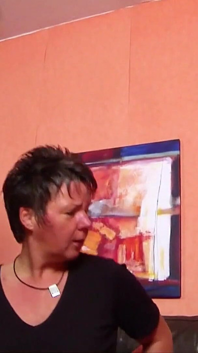 Iconic moment from "German Wife catches old Husband Fuck the Maid and Joins for a threesome"
