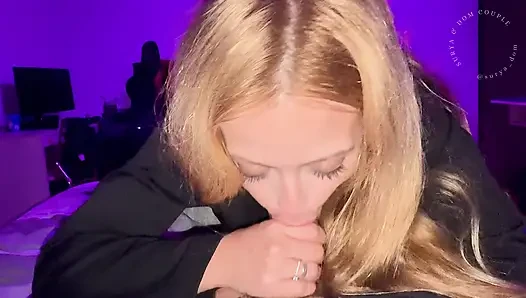 ''OMG, that's a lot of cum'' Young Blonde Gives A Blowjob And Receives A Massive Cumshot To Swallow And Play With