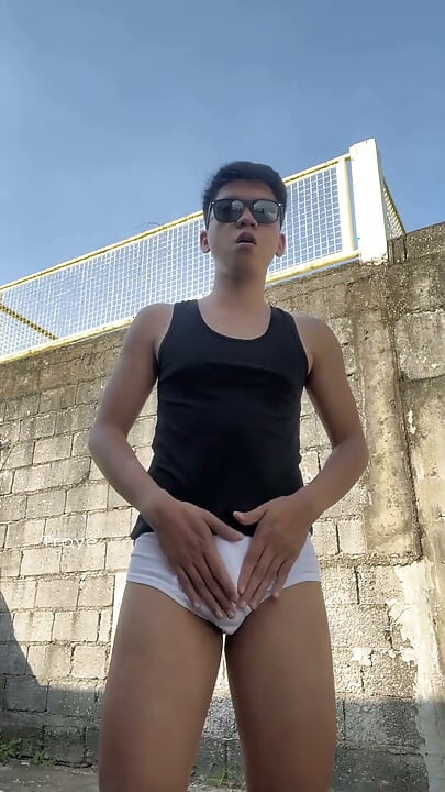 Handsome Asian Boy Outdoor Masturbation