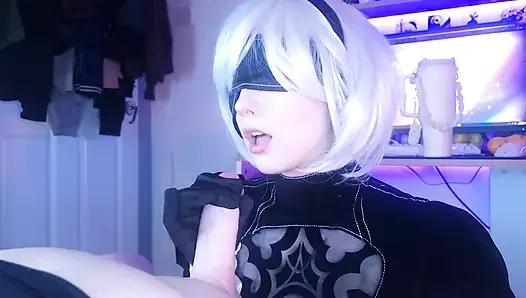 Yorha 2B makes me cum hard with thighjob and doggystyle, slaminig her big oiled ass