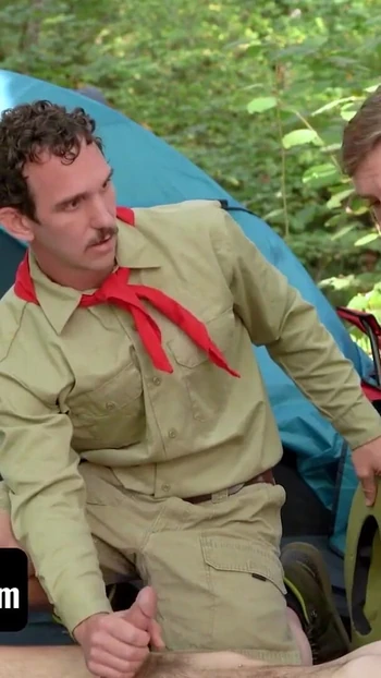 Thrilling moment from "Boys At Camp - Two Naughty Boys Caught By Scout Master Colton McKeon Masturbating Outdoors"