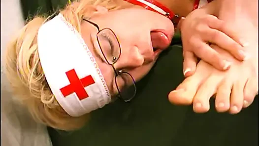 Hot Busty MILF Nurse with Hairy Pussy Ass Fucked and Cum in Mouth by Huge Vintage Cock