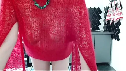 In fluffy mohair, sisis are visible and look sexy