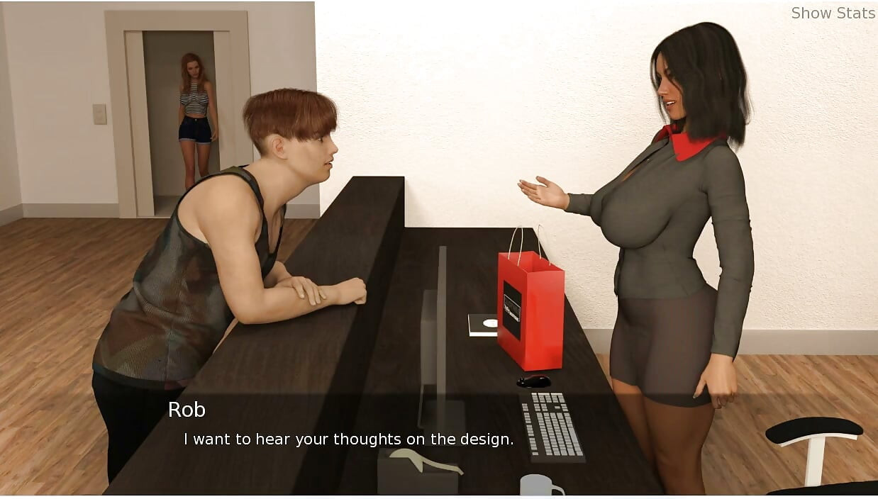Projekt Hotwife - gameplay - odgrywanie roli - żona z biura pokazuje swoje aktywa