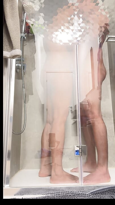 Nude hot shower with my wife