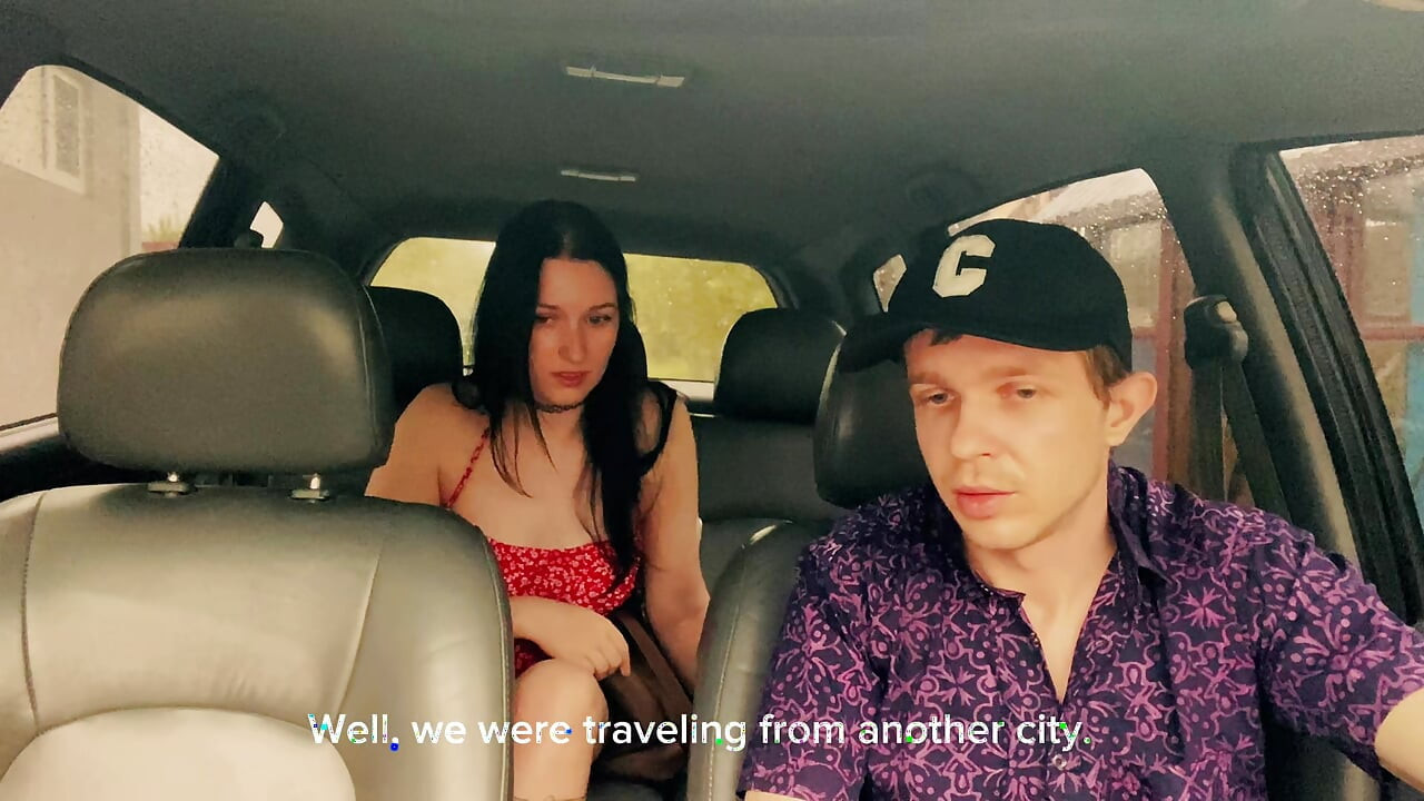 Wife cheating with a taxi driver in the car outside the house
