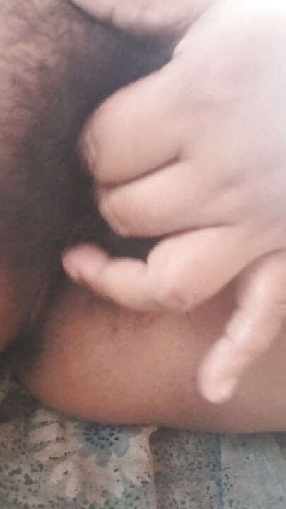 Chubby girl touching her hairy pussy
