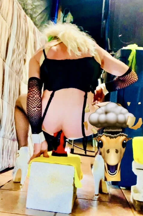 Huge dildo riding