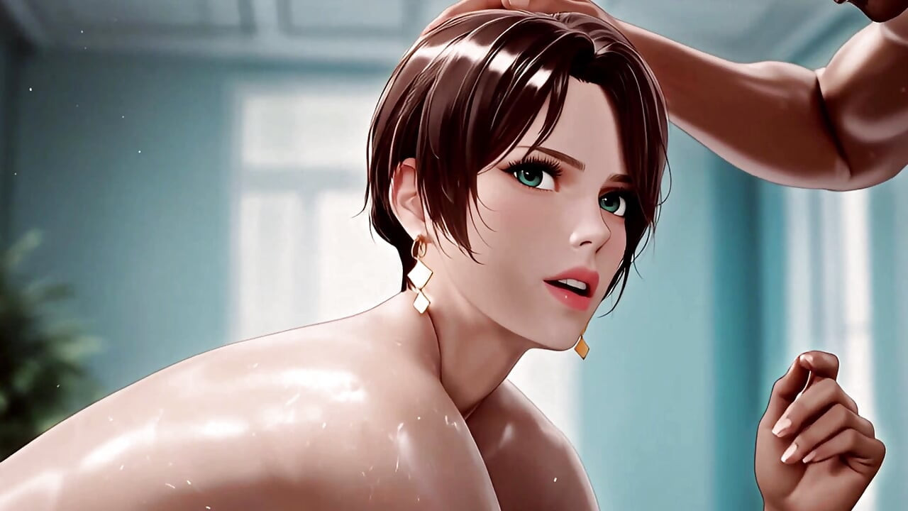 Brown Hair Slut with Large Natural Tits Spreads Wide and Takes Huge Cocks Deep in Her Tight Holes