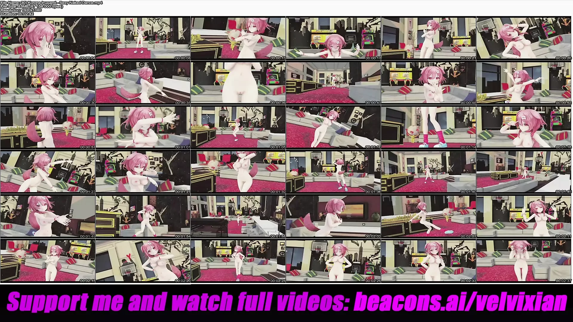 Korone Inugami - Sexy Naked Dance (3D HENTAI)