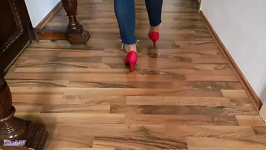 Pink heels auf holz - verführerisches klicken und jeans necken Asmr