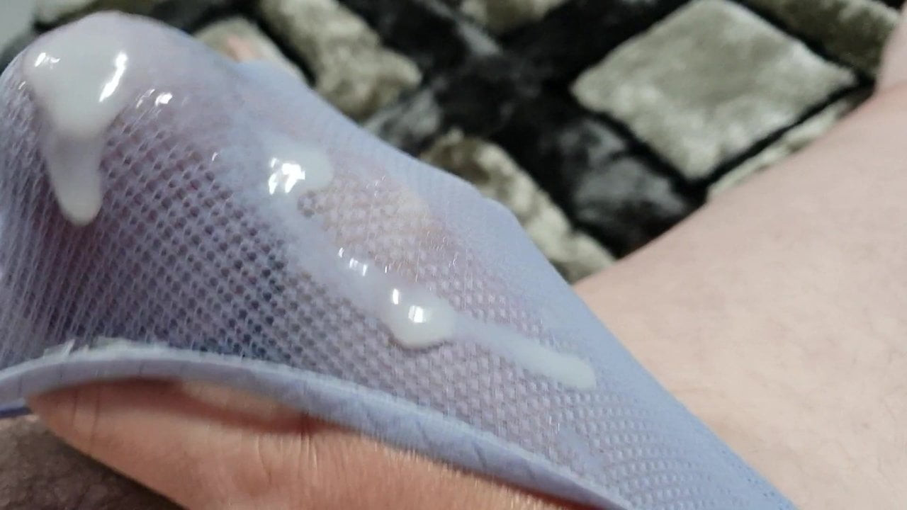 CUMSHOT IN  BLUE PANTIES