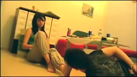 Licking her young feet