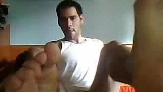 Straight guys feet on webcam #55