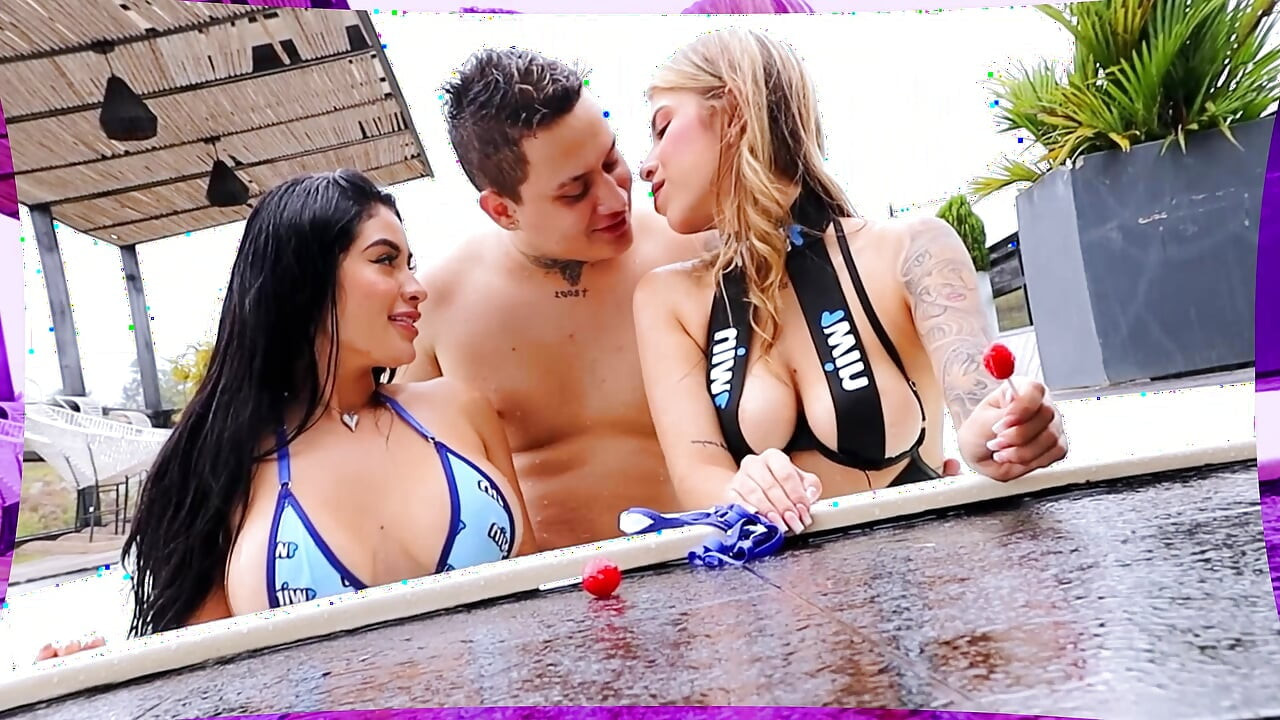 I Fuck My Girlfriend's Two Best Friends Pussy in the Pool While She Tans