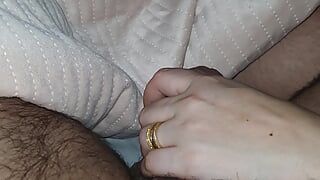 Step mom with small hands handjob step son big cock