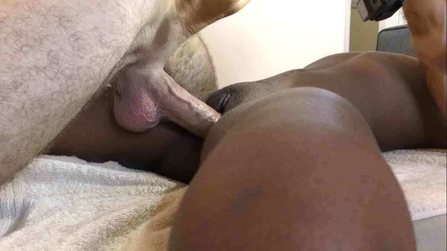 Ebony teen gets missionary fuck and interracial cumshot