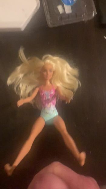 Jerking off over Barbie with cumshot
