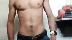 Indian Stud stripping off and jerking for a video call