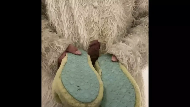 Yeti Suit Fucking and Cumming All Over Ugg Slippers