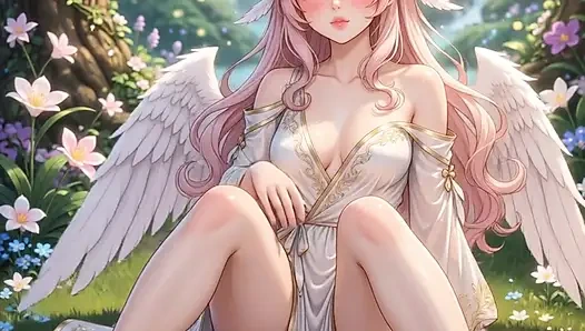 Hentai angel dengan payudara besar masturbasi