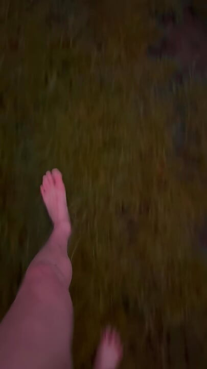 Left clothes in car for a barefoot naked walk in the rain down a lane never walked even clothed