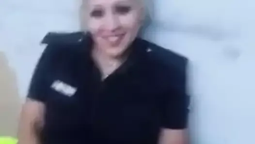 Argentine policewoman masturbating in uniform while on duty