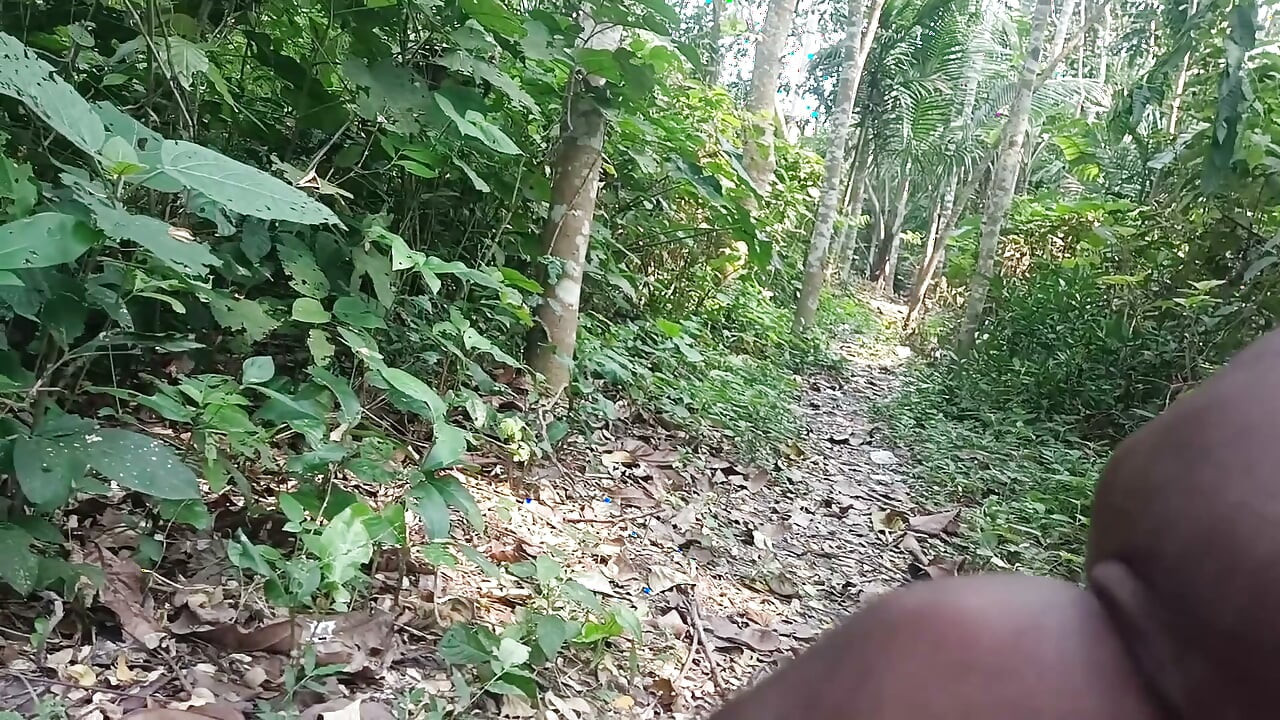 Indian mature masterbating in forest.