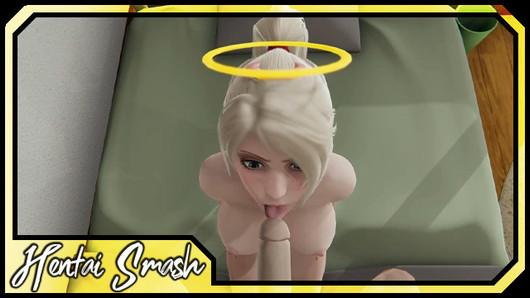 Mercy dedou então o pau da garganta profunda. overwatch pov hentai