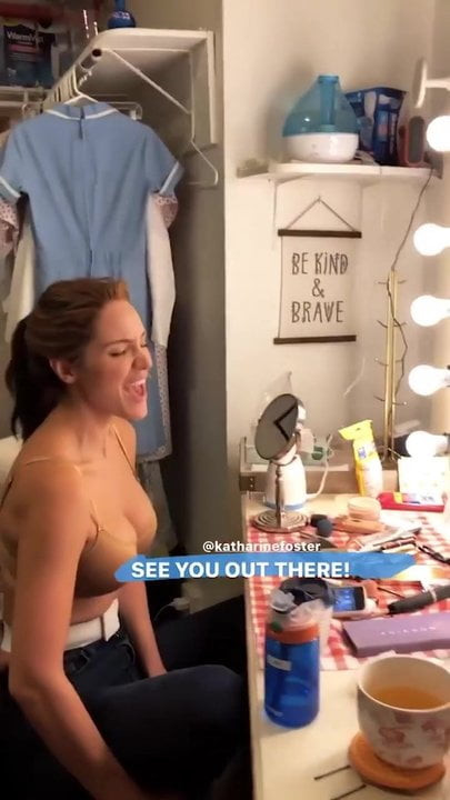 Katherine McPhee in a bra getting ready & dancing backstage