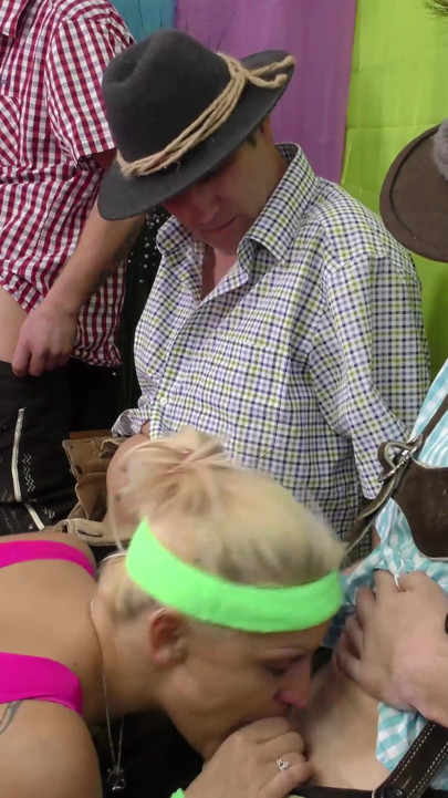 Wild german lederhosen orgy with flexi aerobic girls