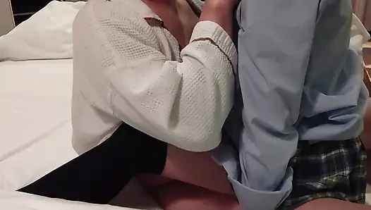 My Pussy Was Tingling, so I Got on Top and Put My Dick in Myself. Creampie While Wearing a College Girl Uniform. Amateur.