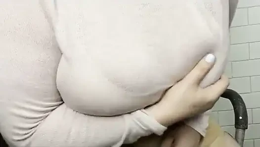 BBW Transgeder Girl Masturbating& Play with Huge Natural Boobs & Nipples